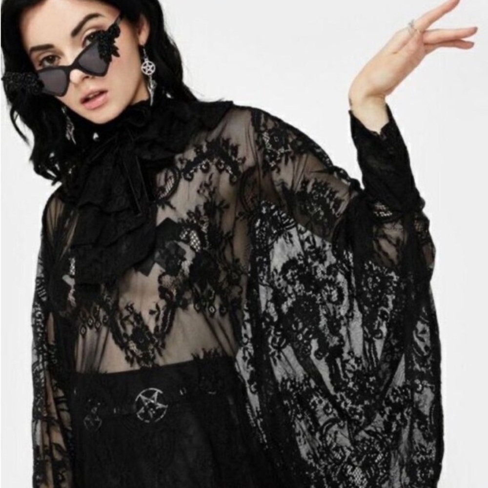Killstar Lace Blouse Top with Bow